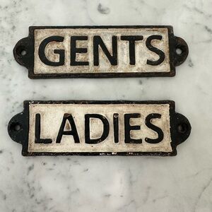 Antique Ladies & Gents Cast Iron Wall Plaques